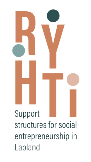 RYHTI-logo-EN RYHTI-hankkeen tunnus, jossa lukee: RYHTI, rakenteet yhteiskunnalliselle yrittäjyydelle Lappiin